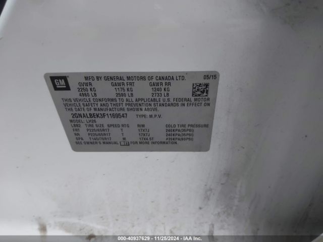 2GNALBEK3F1169547 Chevrolet EQUINOX 1LT