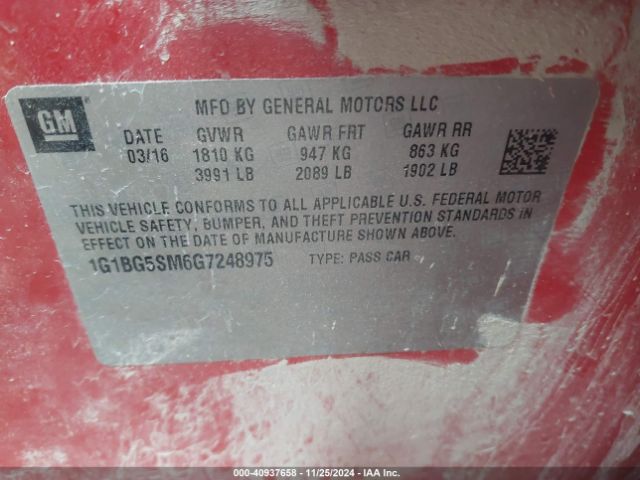 1G1BG5SM6G7248975 Chevrolet Cruze Premier Auto