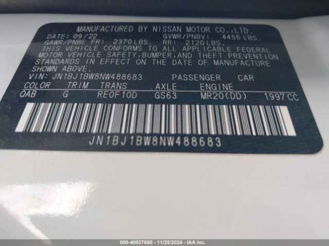JN1BJ1BW8NW488683 Nissan Rogue Sport Sv Awd Xtronic Cvt