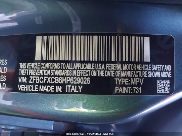 ZFBCFXCB6HP629026 Fiat 500x Urbana Fwd