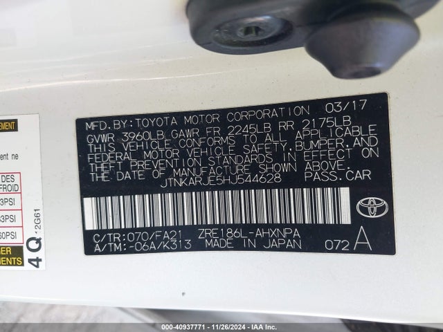 Toyota COROLLA IM 2017 JTNKARJE5HJ544628 Image 9
