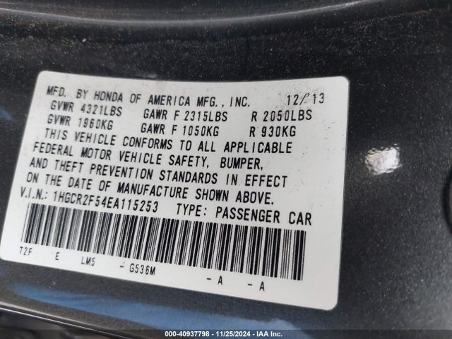 Honda Accord Sport 2014 1HGCR2F54EA115253 Image 9