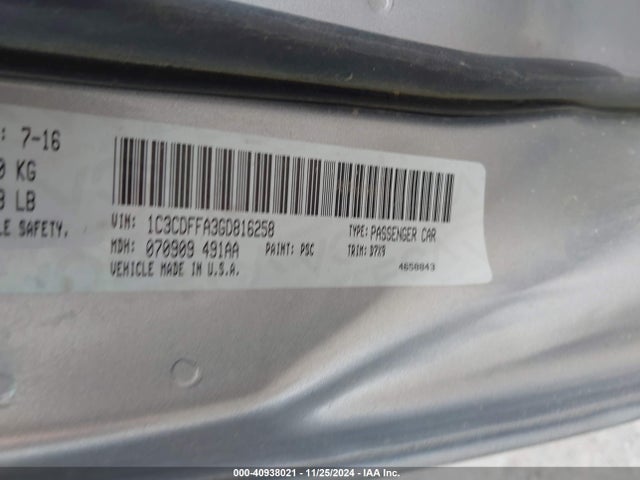 1C3CDFFA3GD816258 Dodge Dart Sxt Sport
