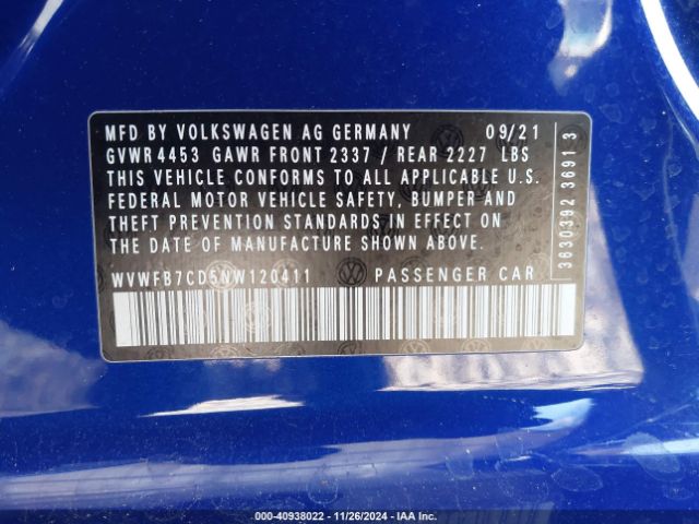 WVWFB7CD5NW120411 Volkswagen Golf R 2.0t