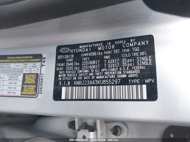Hyundai TUCSON SE 2019 KM8J23A43KU855297 Image 9