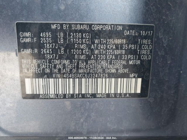 4S4BSAKC6J3247826 Subaru Outback 2.5i Limited