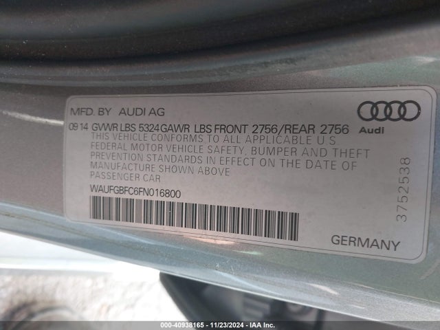 WAUFGBFC6FN016800 Audi A6 3.0t Premium Plus