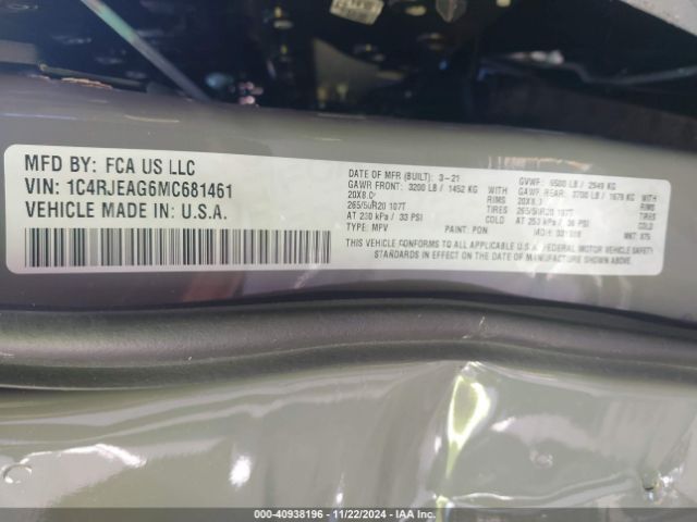 1C4RJEAG6MC681461 Jeep Grand Cherokee Laredo X 4x2