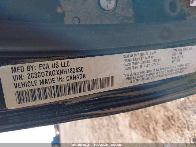 2C3CDZKGXNH185830 Dodge Challenger Gt Awd