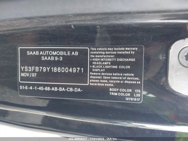 2008 SAAB 9-3 YS3FB79Y186004971 Photo 8
