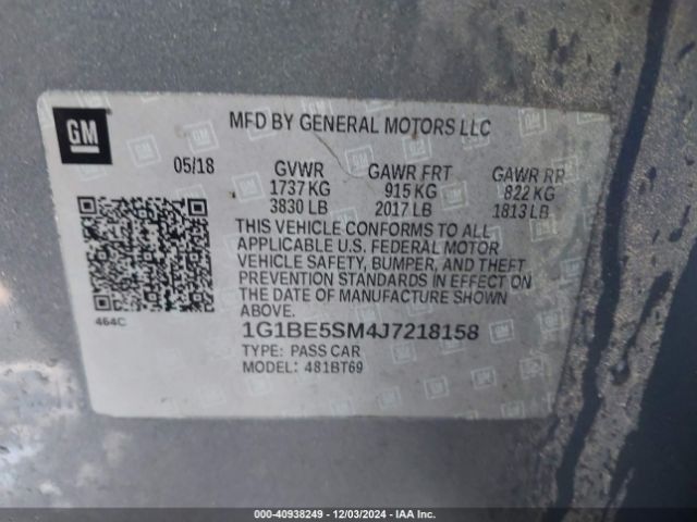 1G1BE5SM4J7218158 Chevrolet Cruze Lt Auto