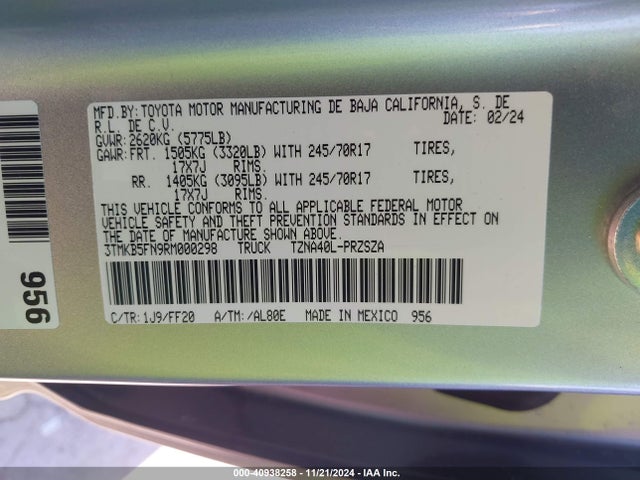 Toyota Tacoma Sr5 2024 3TMKB5FN9RM000298 Image 9