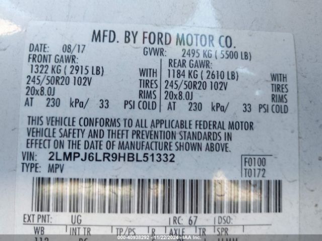 2LMPJ6LR9HBL51332 Lincoln Mkx Reserve