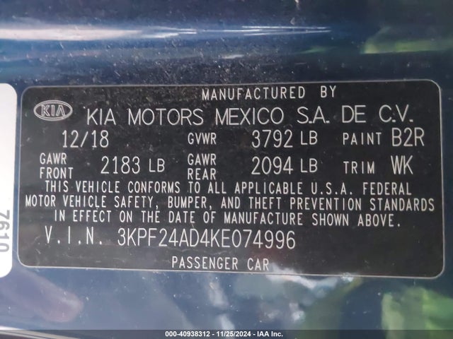 KIA Forte Lxs 2019 3KPF24AD4KE074996 Image 9