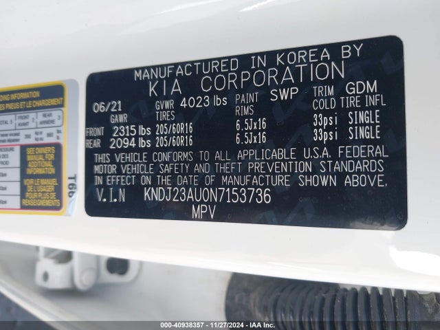 KIA SOUL LX 2022 KNDJ23AU0N7153736 Image 9