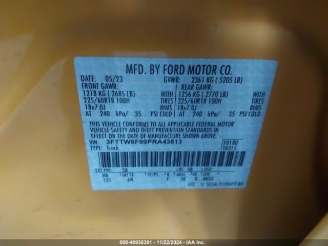 3FTTW8F99PRA43813 Ford Maverick Lariat