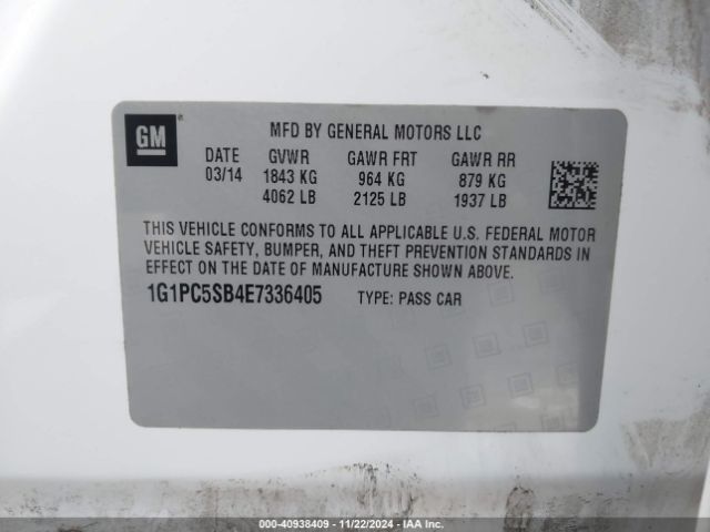 1G1PC5SB4E7336405 Chevrolet Cruze 1lt Auto