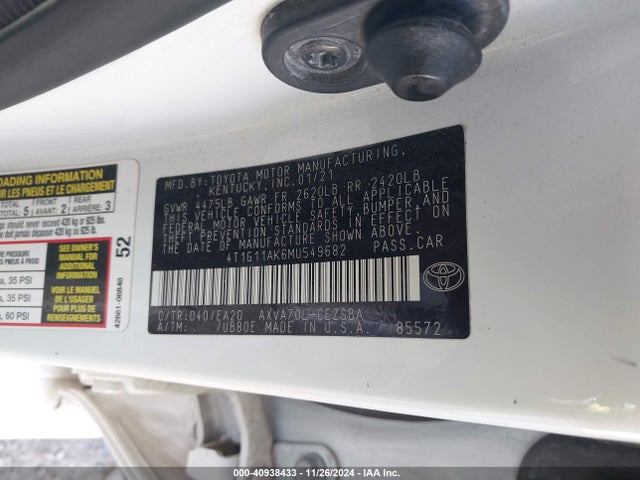 Toyota CAMRY SE 2021 4T1G11AK6MU549682 Image 9