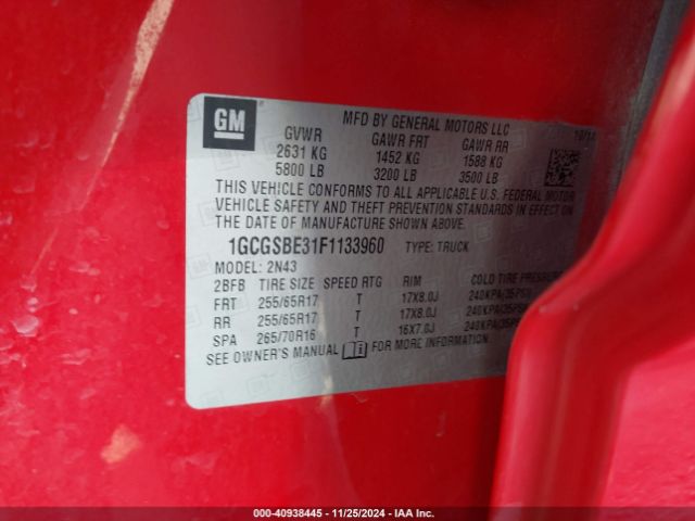 1GCGSBE31F1133960 Chevrolet Colorado Lt