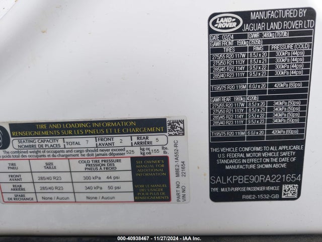 SALKPBE90RA221654 Land Rover Range Rover P530 Se