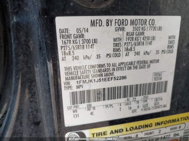 1FMJK1J51EEF52286 Ford Expedition El Xlt
