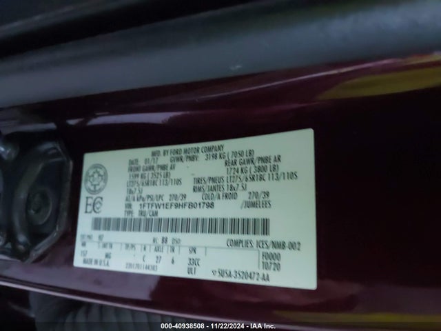 Ford F-150 Xlt 2017 1FTFW1EF9HFB01798 Image 9