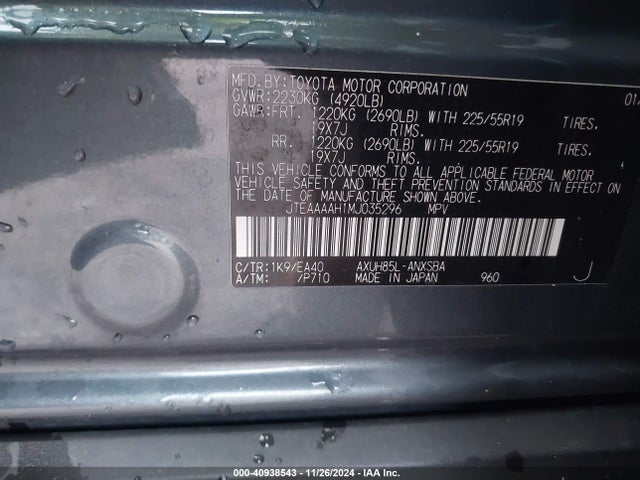 Toyota Venza Limited 2021 JTEAAAAH1MJ035296 Image 9