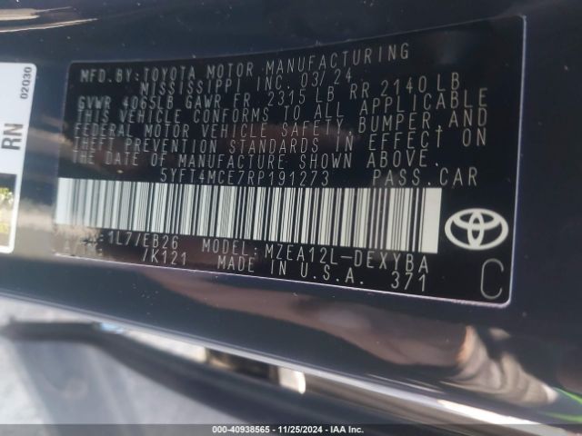 5YFT4MCE7RP191273 Toyota Corolla Xse