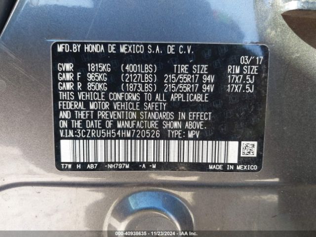 3CZRU5H54HM720526 Honda HR-V EX
