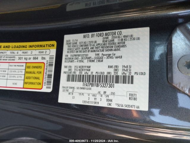 1FATP8FF8F5327301 Ford Mustang Gt Premium
