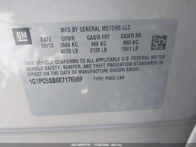 Chevrolet Cruze 1lt Auto 2014 1G1PC5SB8E7176089 Image 9