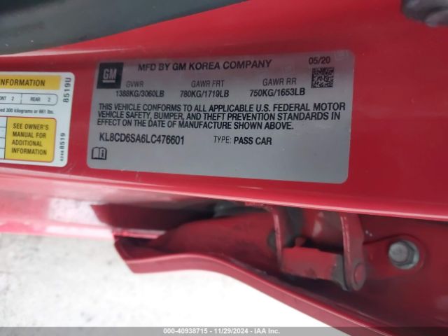 KL8CD6SA6LC476601 Chevrolet Spark Fwd 1lt Automatic