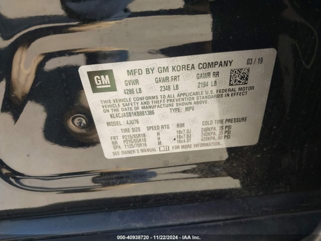 KL4CJASB1KB881386 Buick Encore Fwd Preferred