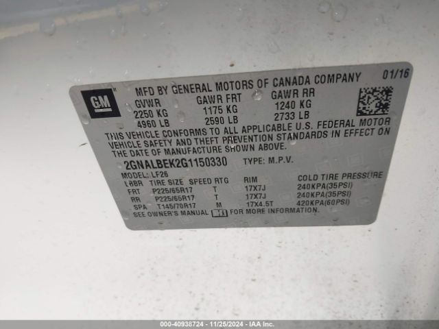 2GNALBEK2G1150330 Chevrolet EQUINOX LS