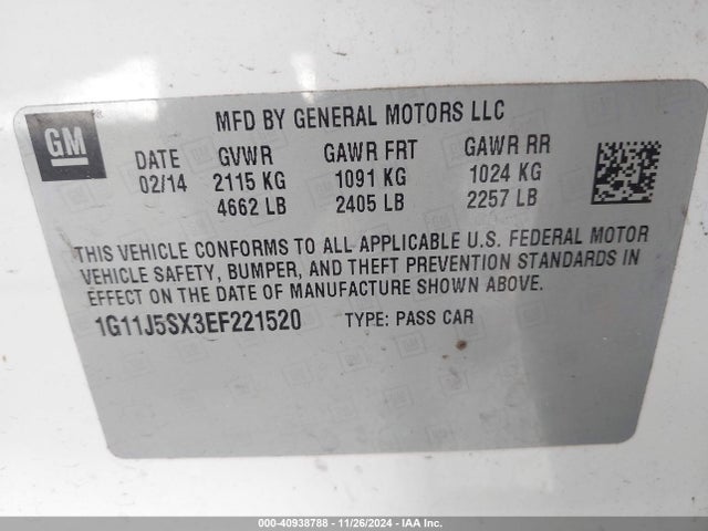 Chevrolet Malibu 2lz 2014 1G11J5SX3EF221520 Image 9