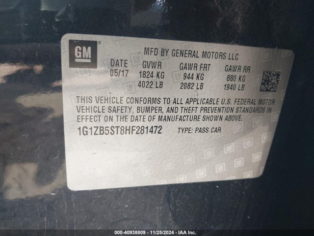 Chevrolet MALIBU LS 2017 1G1ZB5ST8HF281472 Image 9