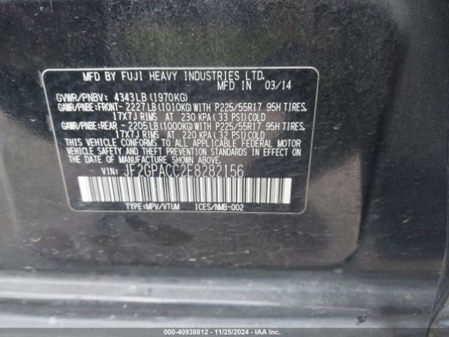 JF2GPACC2E8282156 Subaru Xv Crosstrek 2.0i Premium