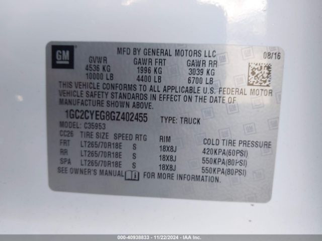 1GC2CYEG8GZ402455 Chevrolet Silverado 3500hd Wt