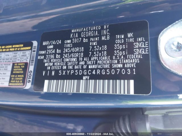 5XYP5DGC4RG507031 KIA Telluride Sx Prestige X-pro