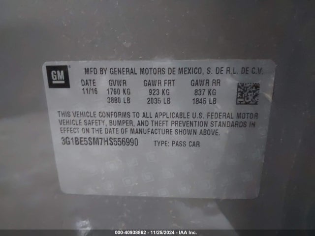 Chevrolet Cruze Lt Auto 2017 3G1BE5SM7HS556990 Image 9