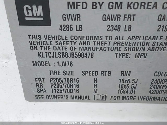 Chevrolet Trax Lt 2018 KL7CJLSB8JB598478 Image 9