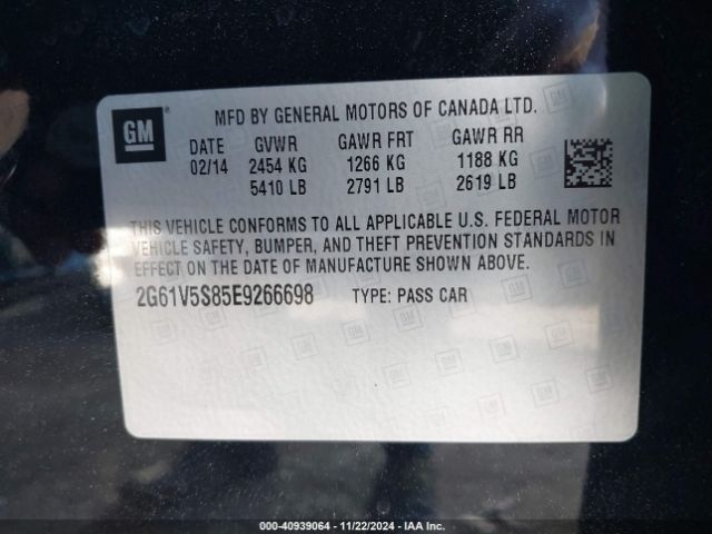 Cadillac Xts Vsport Premium 2014 2G61V5S85E9266698 Image 9