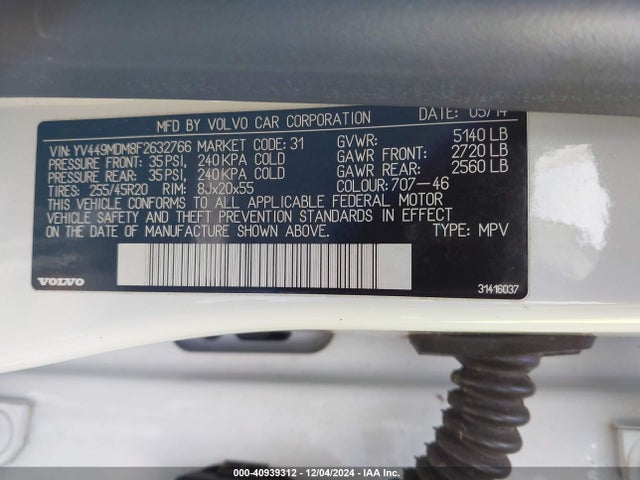 YV449MDM8F2632766 Volvo Xc60 T6 Platinum