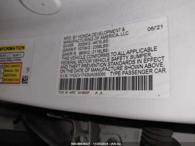 1HGCV1F43MA083066 Honda Accord Sport Special Edition