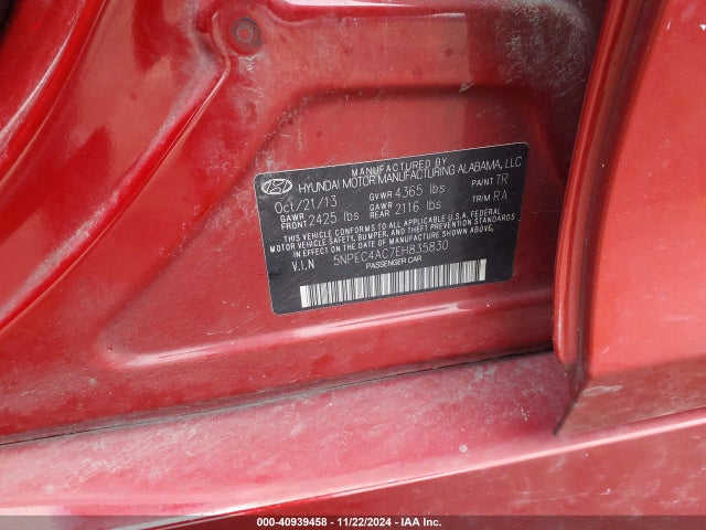 Hyundai Sonata Limited 2014 5NPEC4AC7EH835830 Image 9