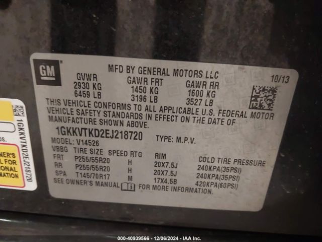 1GKKVTKD2EJ218720 GMC Acadia Denali