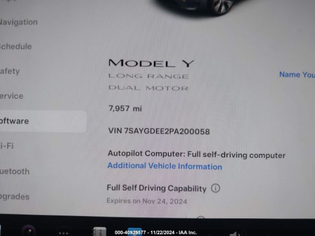 7SAYGDEE2PA200058 Tesla Model Y Awd/long Range Dual Motor All-wheel Drive
