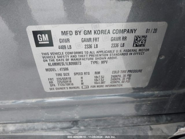 KL4MMESL1LB098873 Buick Encore Gx Awd Select