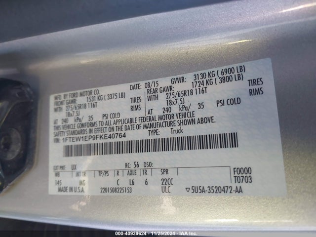Ford F-150 Xlt 2015 1FTEW1EP9FKE40764 Image 9