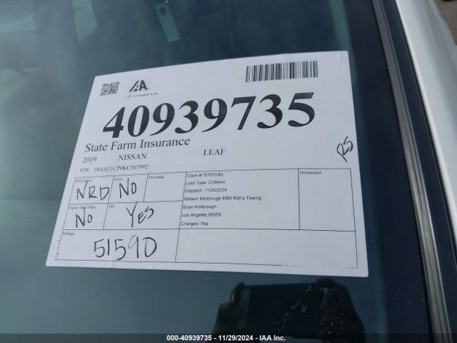 1N4AZ1CP0KC307992 Nissan LEAF S